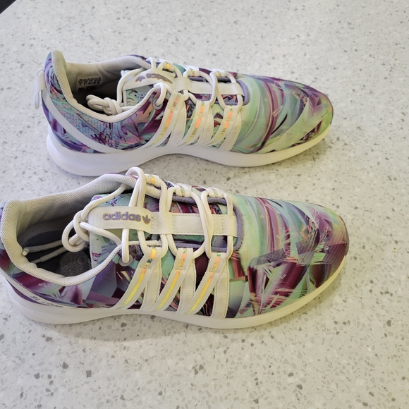 Adidas SI Loop Racer Casual Sneakers Purple Abstract Women size 10 US pre owned - Picture 5 of 12